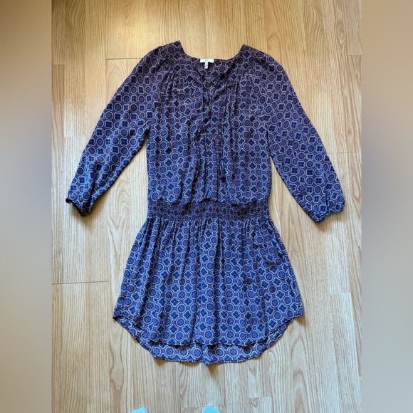 JOIE Red Blue Currant Medallion Print Lace-Up Blouson Silk CORRA B. Mini Sz M - Picture 7 of 11